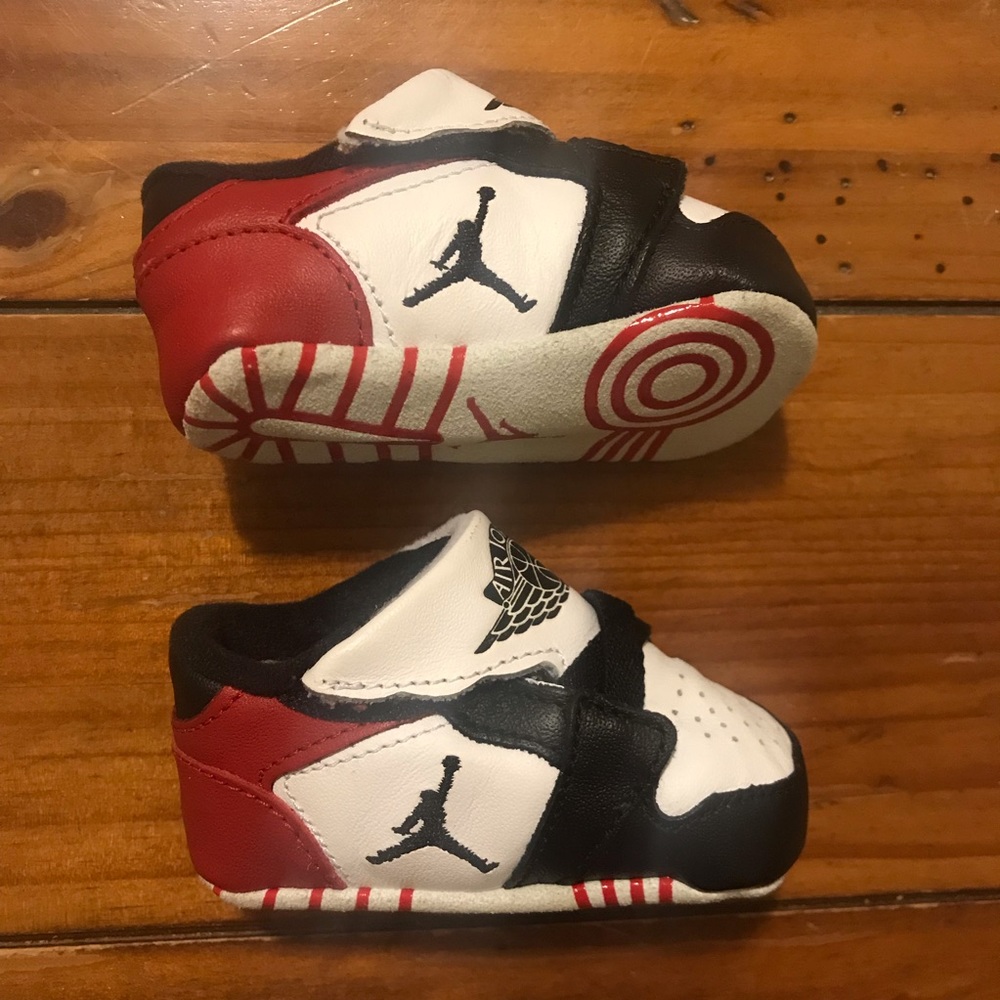 Red and black baby (newborn) sneakers